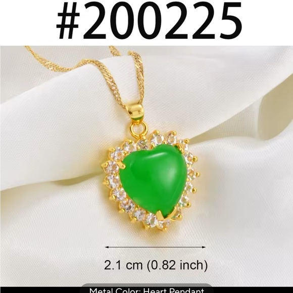 2 piece SET Gold and Green Oval Pendant Necklace - Picture 7 of 7